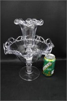 CROCHETED CRYSTAL IMPERIAL GLASS FOOTED EPERGNE