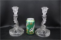 PAIR OF INDIANA GLASS 303 CANDLESTICKS