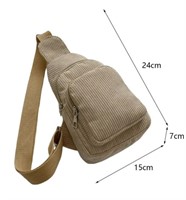 Corduroy Double Zip Sling Bag