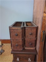 Set of oak sewing machine drawers antique