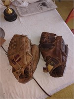 Two vintage baseball gloves