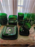 Group of Anchor Hocking Charm Forest Green Dishes
