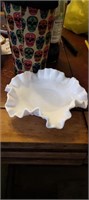 Fenton Hobnail milk glass fluted bowl