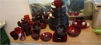Group ruby red vintage dishes incl Paden city,