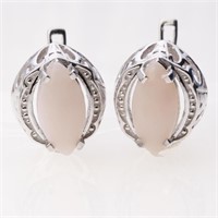 Marquise Pink Opal Sterling Silver Earrings