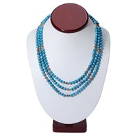 Sterling Triple Strand Howlite Layered Necklace