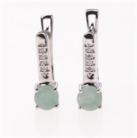 Emerald & Zircon Sterling Silver Earrings