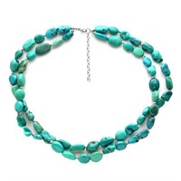 Double Strand Turquoise Nugget Sterling Necklace