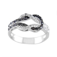 Black and White Love Knot Ring Size 8