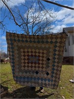 Hand Done Antique Quilt Some Wear see photos
