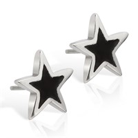 Sterling Silver Black Enamel Star Earrings