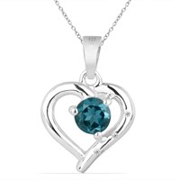 0.60ct London Blue Topaz Heart Pendant in Silver