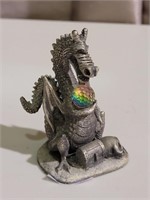 The Guardian Pewter dragon with crystal 3" tall