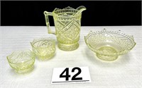 EAPG L. Straus Style Vaseline Glass Lot