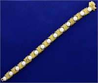 Designer Akoya Pearl Bracelet in 18k Yellow Gold