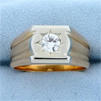 Men's 1ct Solitaire Diamond Ring in 18K White and