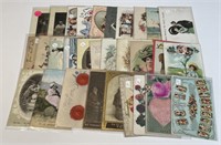 Lot Of 30 Antique Valentines Embossed Postcards
