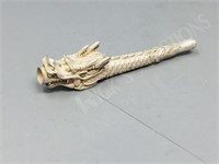 Tibetan silver dragon cigarette holder - 4" long