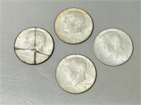 4 Kennedy 1/2 dollars 1967 & 1964