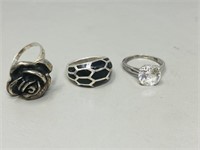 3 rings (2 are sterling) - size 7 & 8