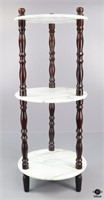 3-Tier Marble & Wood Side Table