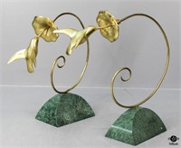 Pair of Brass Hummingbird Figurines on Marble
