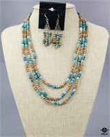 Turquoise Beaded Necklace & Earrings