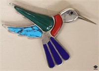 .950 Silver Hummingbird Brooch