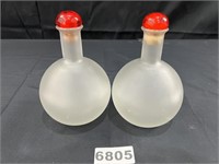 Italian Frosted Glass Bottles w/ Stoppers