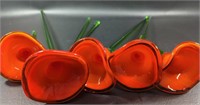 Hand Blown Art Glass Flowers W/ Long Stems (2