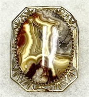 14K Gold Agate Brooch/Pendant