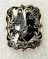 10K Gold Early Victorian Mourning Pin