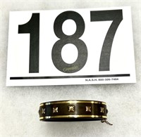 16K Gold Victorian Gutta Percha Hinged Bracelet