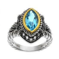Silver Marquise Swiss & White Topaz Ring-SZ 7