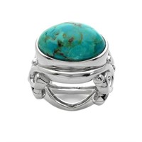 Sterling Silver Oval Turquoise East-West RingSZ6