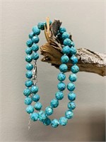 Individually knotted Faceted Turquoise Necklace