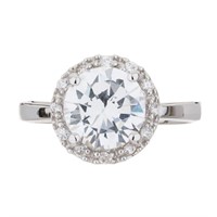 Silver Tone Simulated Diamond Solitaire Ring-SZ 8