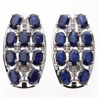 Sapphire & Zircon Sterling Silver Earrings