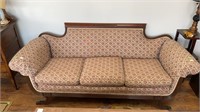 DUNCAN PHYPE MAHOGANY SCROLL ARM SOFA-3 CUSHIONS