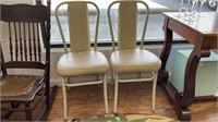 PAIR OF CHAIRS W/ FAUX LEATHER PADDED SEATS & BACK