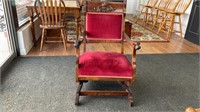 ANTIQUE EASTLAKE PLATFORM ROCKER W/ WORN VELVET