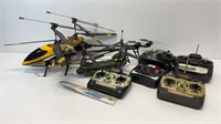 (3) remote controlled aircrafts and 5 remotes.