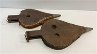 2 antique fire starting bellows condition as