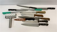 Assorted kitchen knives. Dansk, Farberware, Eckco
