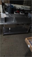 Stainless Table with sink and undershelf
