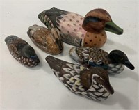 Hand Painted Wood Carved Ducks Figurines