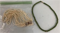 Vintage Pearl and Jade Bead Necklaces