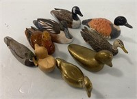 9 Hand Crafted Mini Duck Sculptures