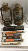 Vintage Embury Mfg. oil lamps and assorted