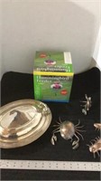 Hummingbird feeder, silver plated plate with